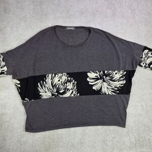 Alembika mixed media tunic Top‎ Women's 2 US 8/10 Dolman Sleeve Boxy Top Artsy